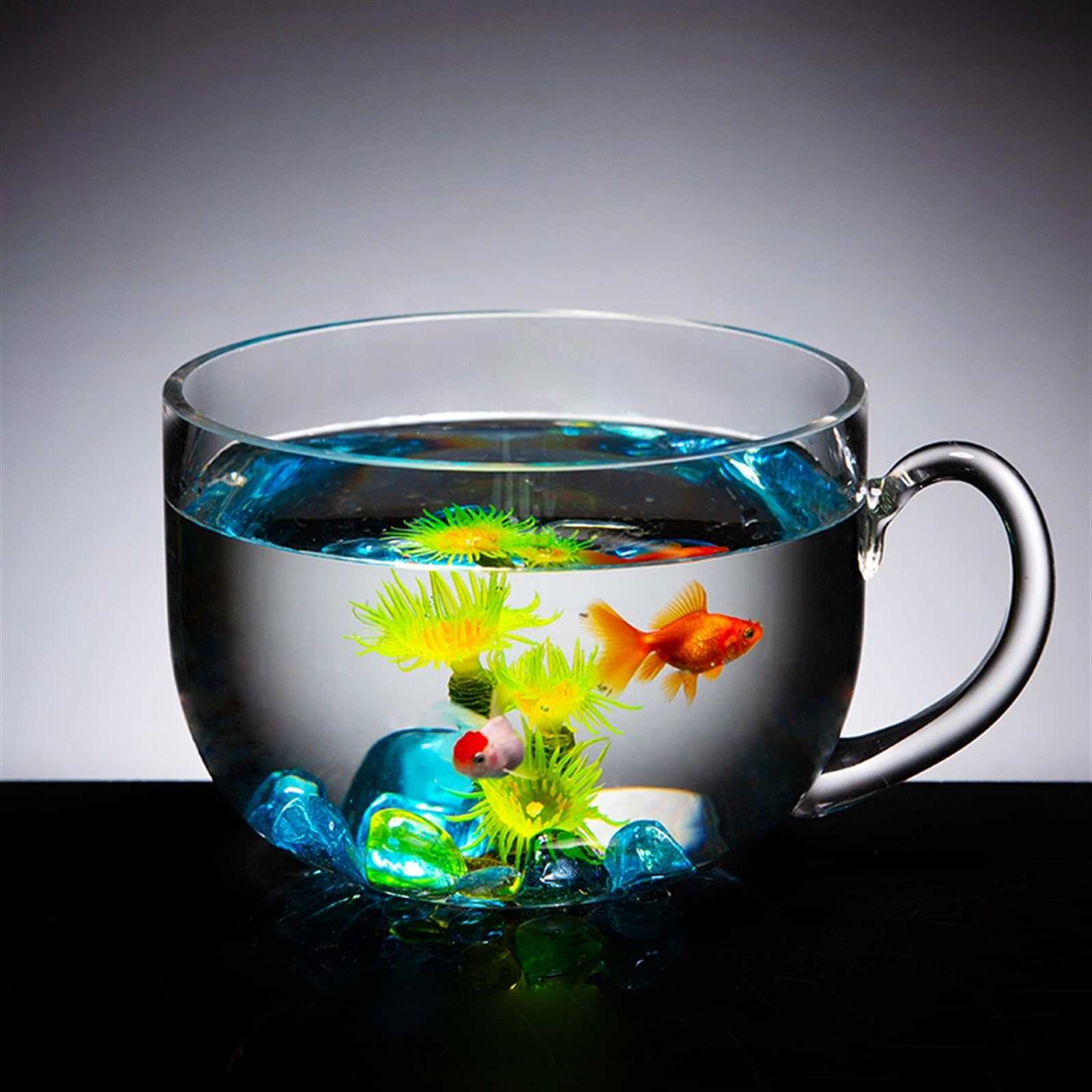 Acuario Tanque de Peces, Acuario de Escritorio, Forma de Cuenco Creativo, pecera Dorada, Sala de Estar, pequeños Tanques de Peces de Vidrio Salón