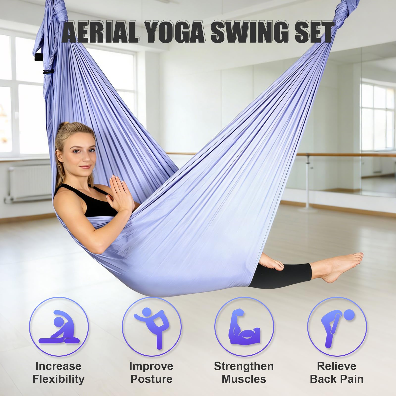 Hamaca de Yoga Aéreo Kits, Trapecio Antigravedad para Ejercicios, Estiramiento para Yoga, Adecuado para Yoga Y Gimnasia