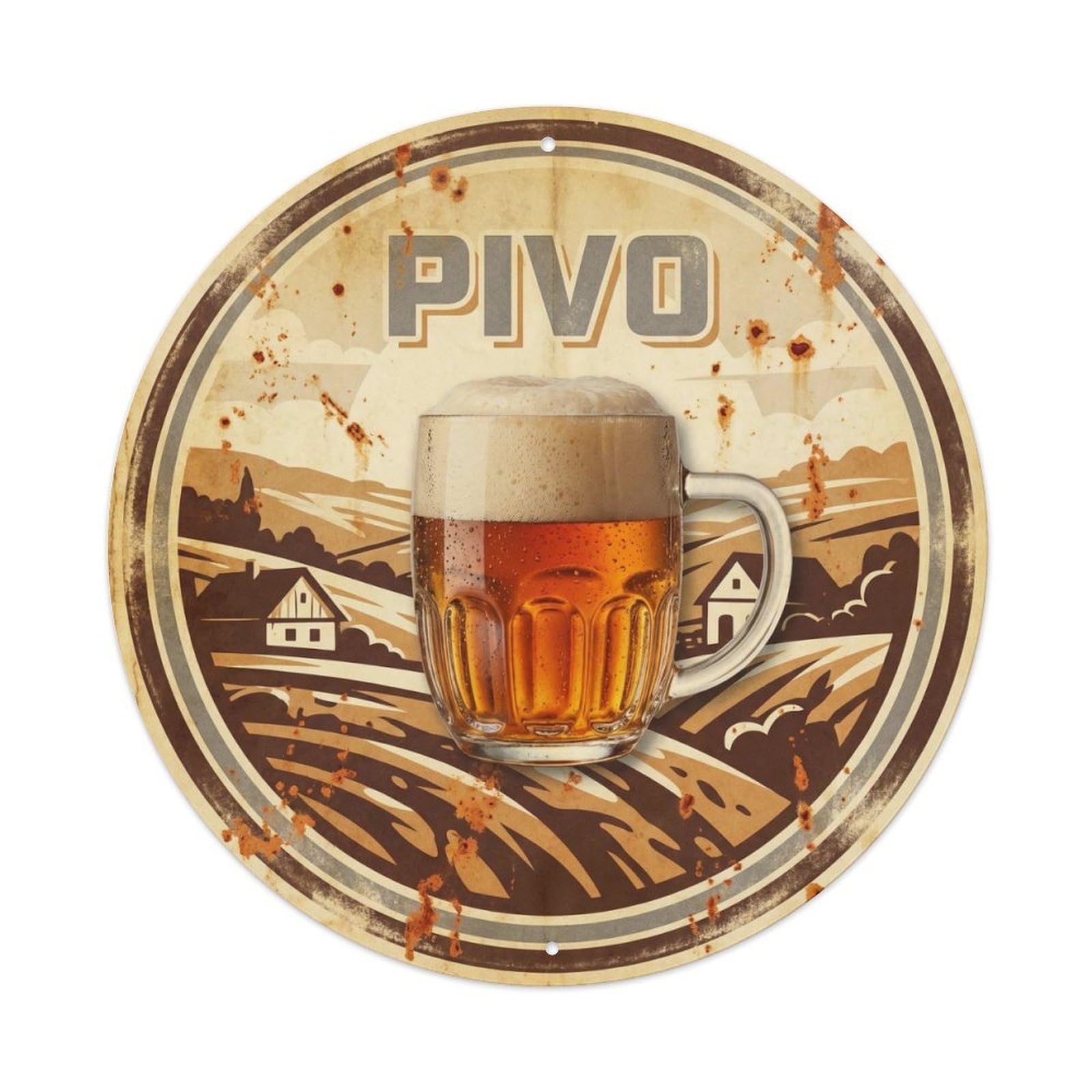 Central Europe Beer Mug Pub Culture Vintage Silkscreen Metal Tin Sign
