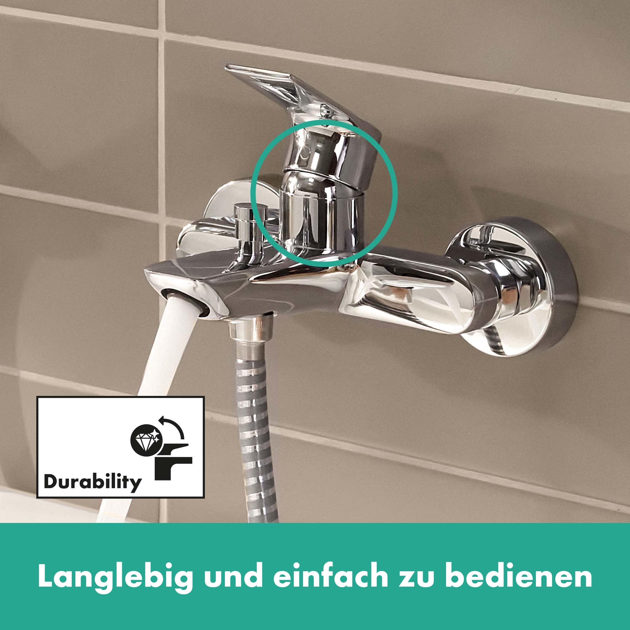 hansgrohe Rebris E Miscelatore monocomando vasca da esterno, rubinetto per vasca da bagno a 2 funzioni, cromo