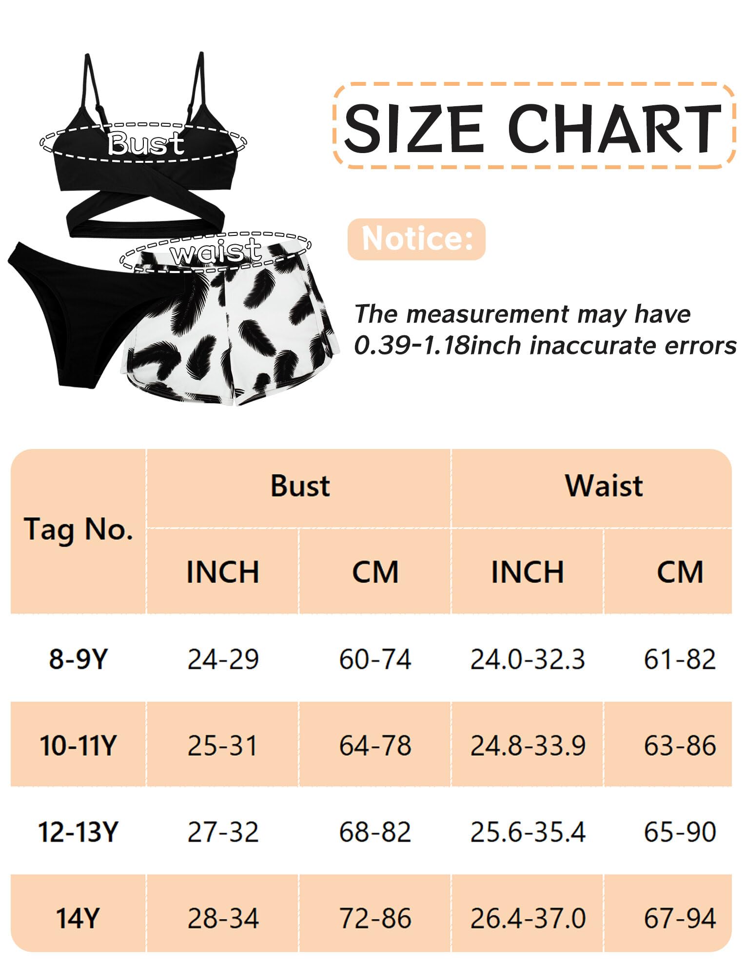 Panegy Ragazze Costumi da Bagno 3 Pezzi Bikini Tuta Camisole Top con Coprire i Pantaloncini da Spiaggia Bambini Nuoto Costume Surf Costumi da Bagno 8-15 Anni
