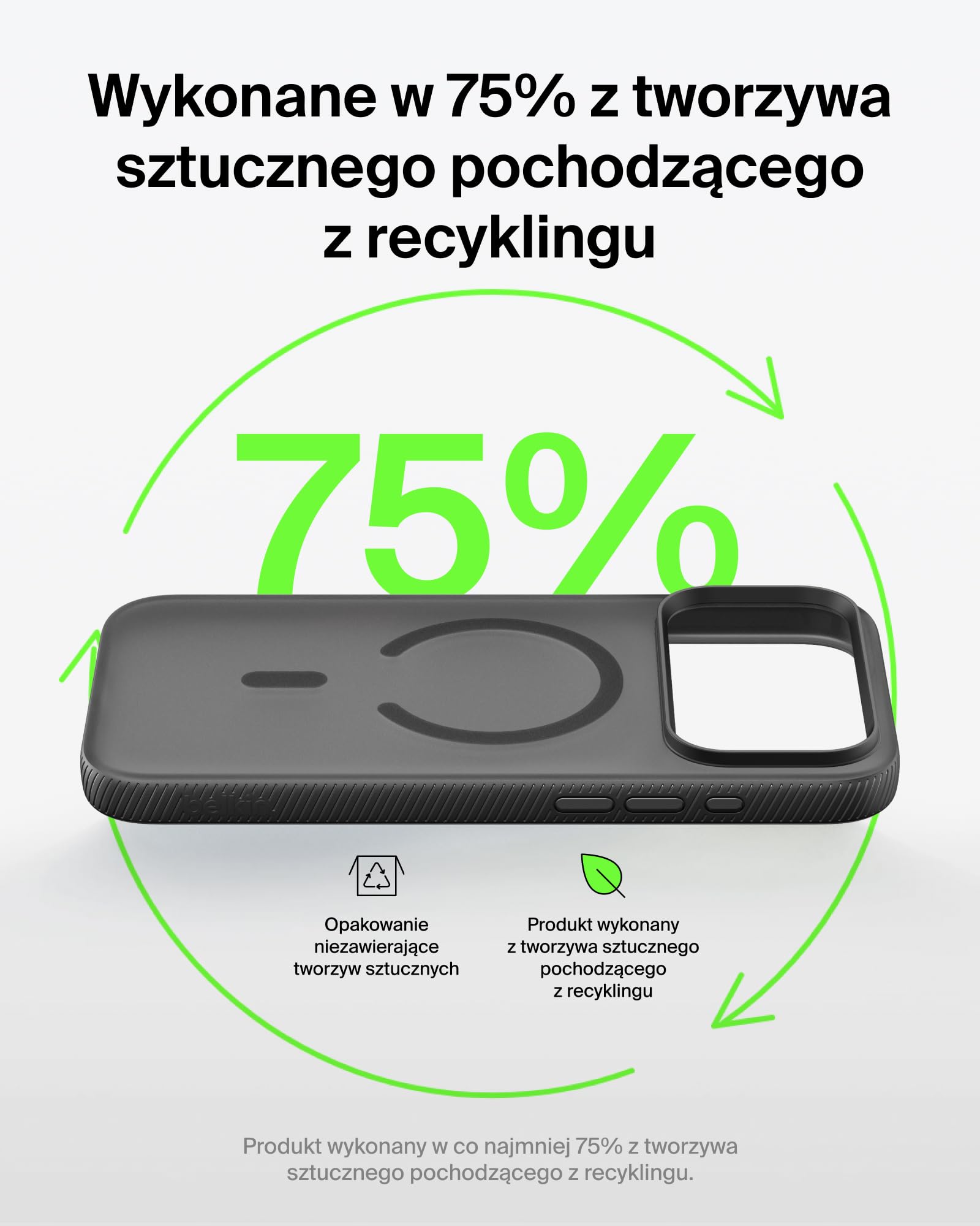 Belkin SheerForce Grip Zgodne z MagSafe Etui na Telefon iPhone 17 Pro Max, Niskoprofilowe z Antypoślizgowymi Bokami – Magnetyczne, Przezroczyste i Odporne na Uderzenia Etui do iPhone'a – Czarne