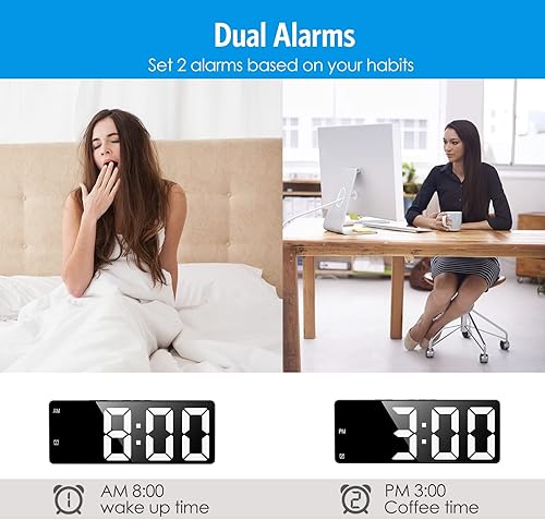 Miniatura 3 de Reloj digital para durmientes pesados, despertador LED para dormitorios, reloj de escritorio electrónico con pantalla de temperatura, control de