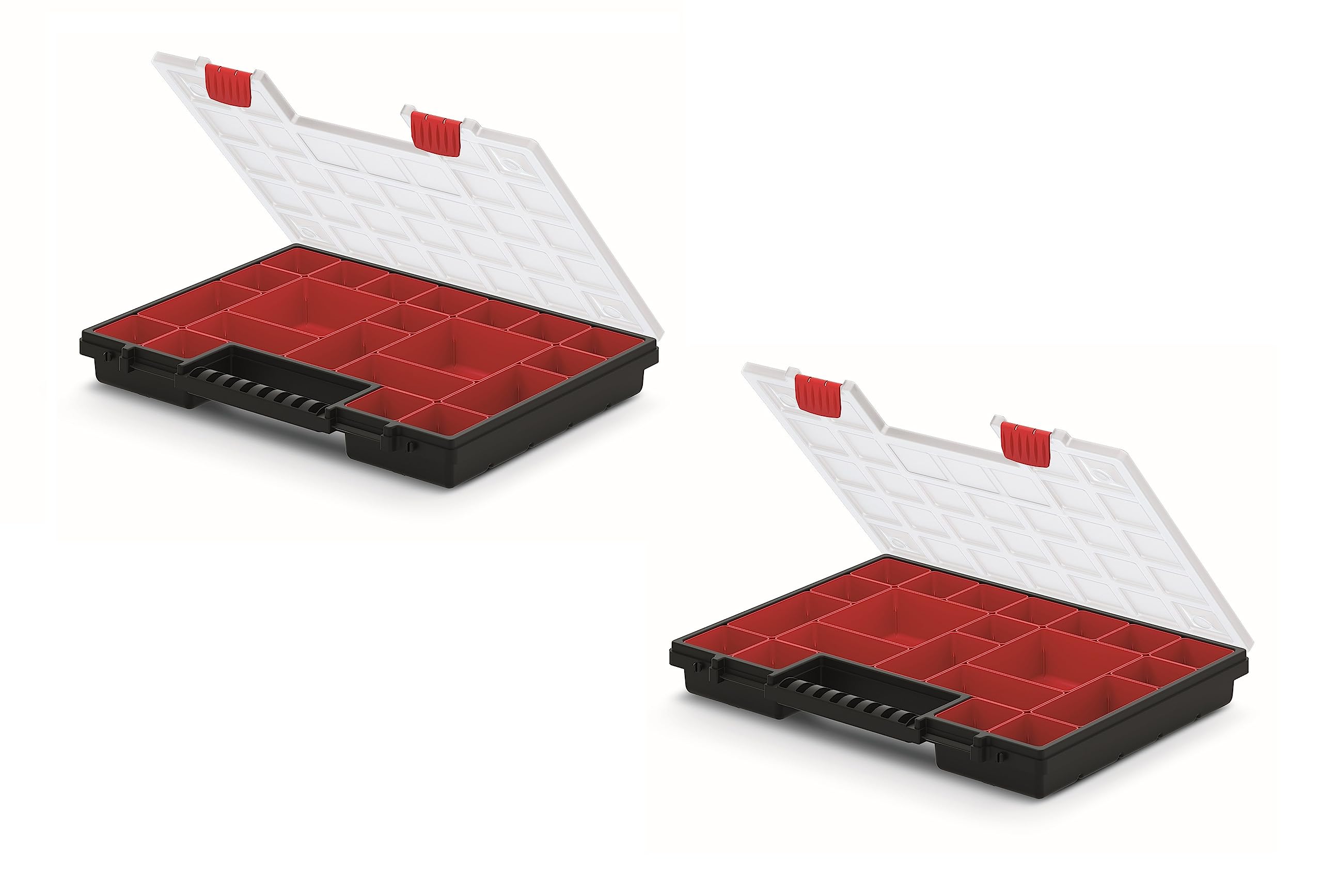 Mivos Scatola di Assortimento Su Entrambi i Lati, 399 x 303 x 100 mm, Con 42 Scomparti per Piccole Parti, Robusta per Viti e Accessori, Ideale per Officina - Made in EU