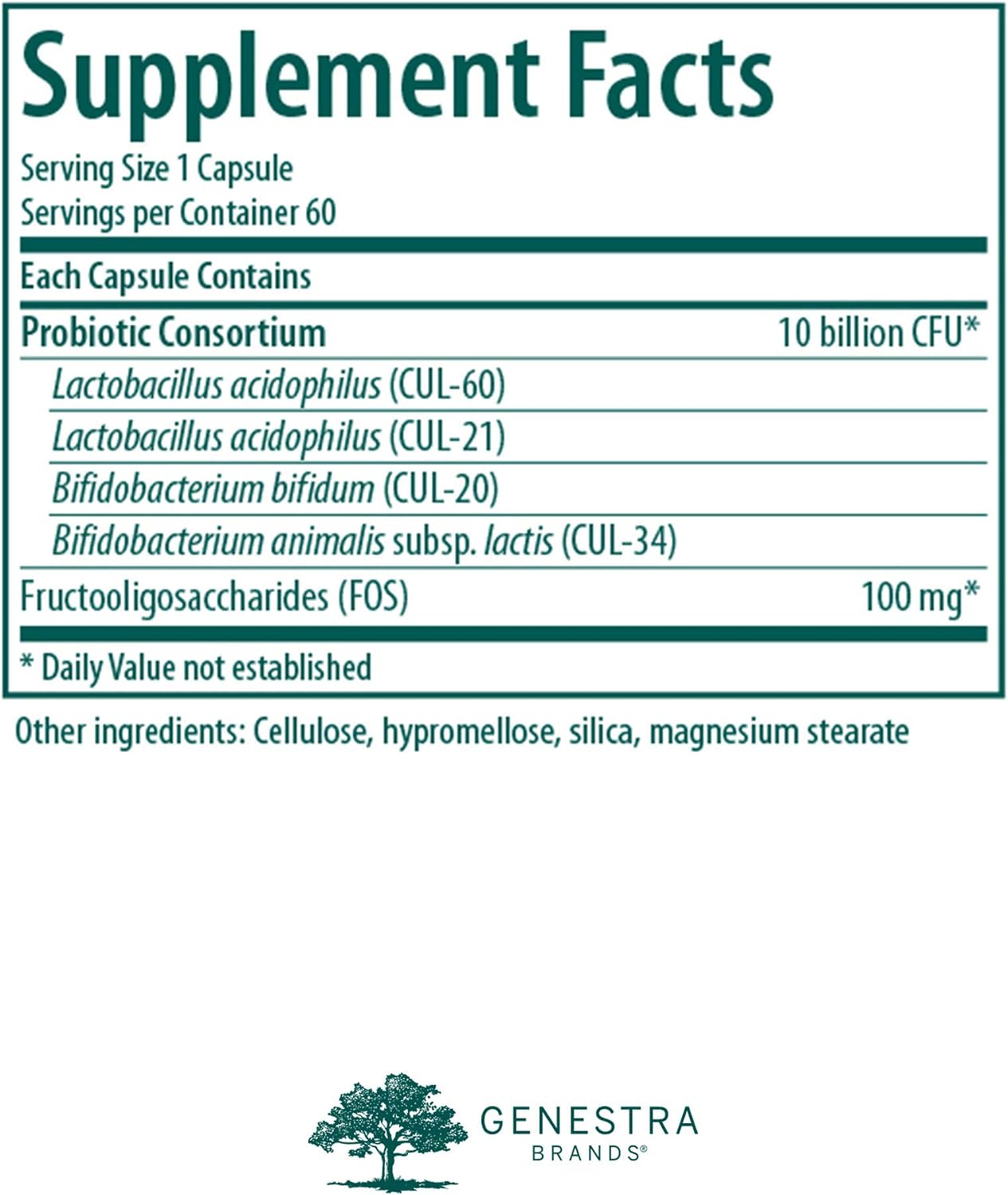 Genestra Brands - HMF Forte Probiotic Supplement - Four Strains of Probiotics to Promote GI Health - 120 Capsules