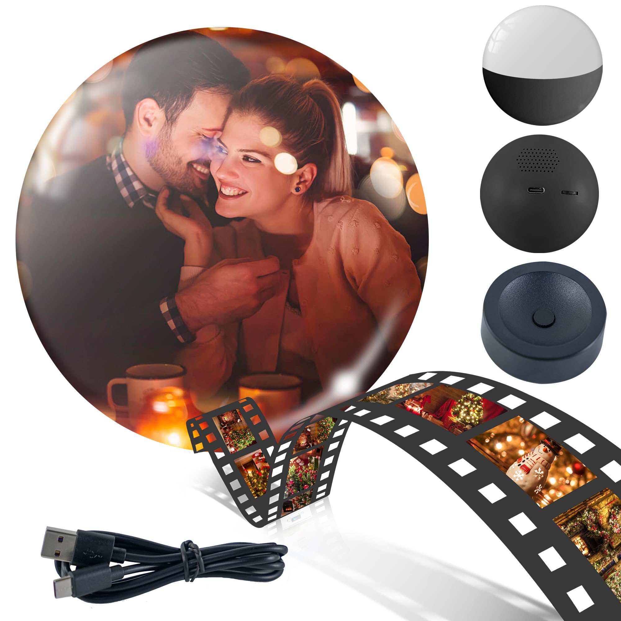 3D Crystal Ball Video Player - 2.7" WiFi Personalized Digital Display - Memory Orb Custom Video Sphere - Christmas Memory Spheres Ultrasound Ornament - DIY Gift for Anniversary, Birthday (Black)