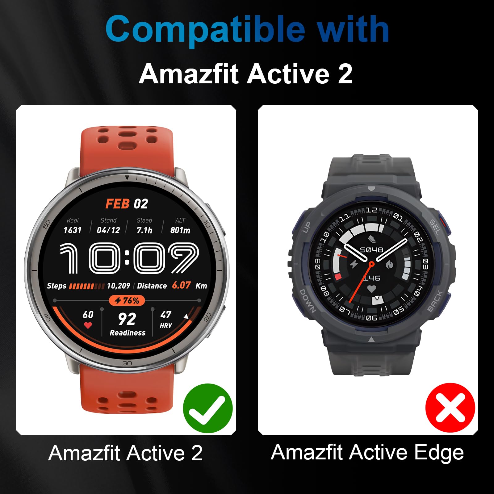 Protection écran Pour Amazfit Active (1.75"), Transparent HD Verre