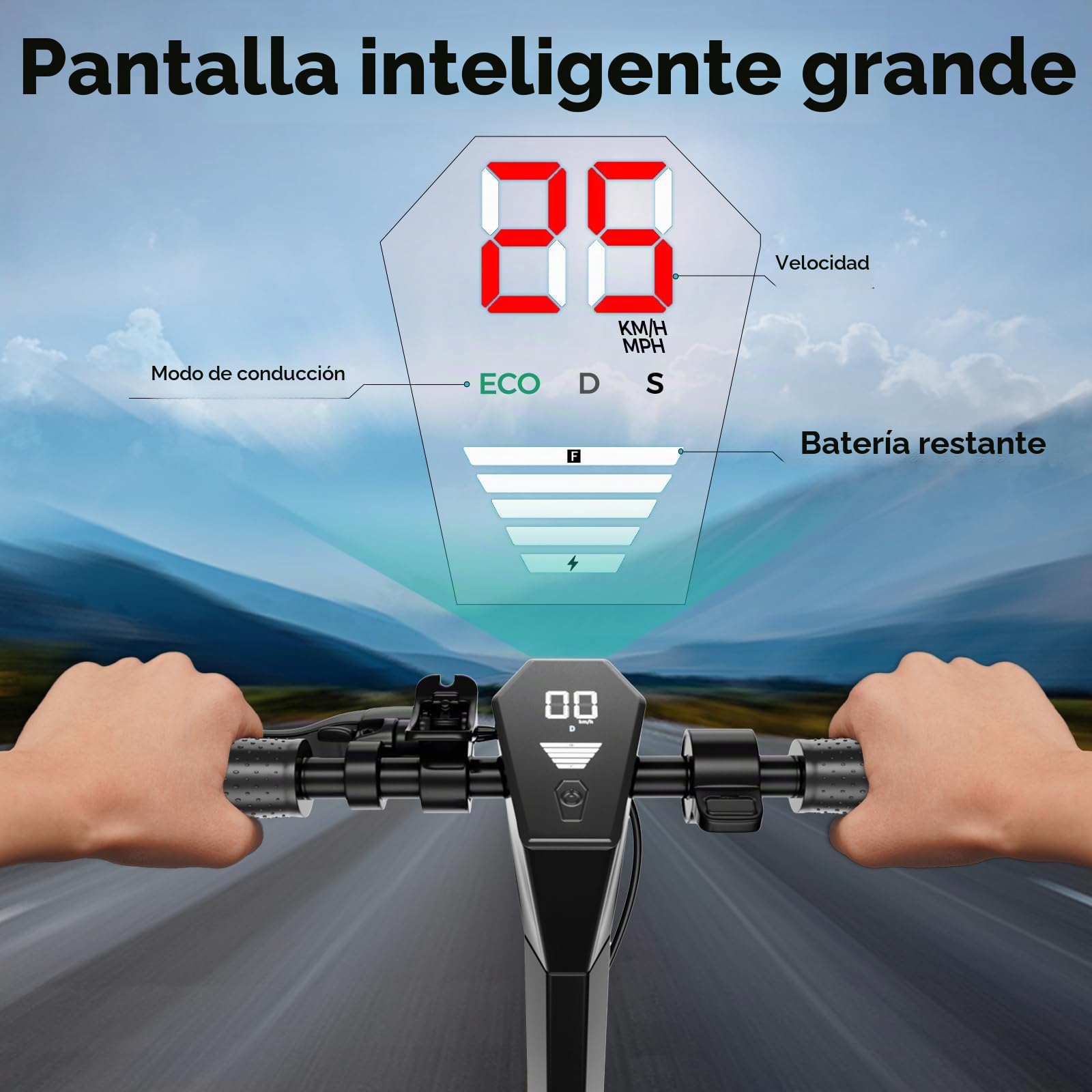EGGKING Patinete Electrico Adultos, Potencia Nominal 500W, Autonomía 35 Km, App Control, 25Km/h, 10.5Ah Batería, 10" Neumático, Luces LED Delanteras/Traseras, 3 Modos De Elocidad