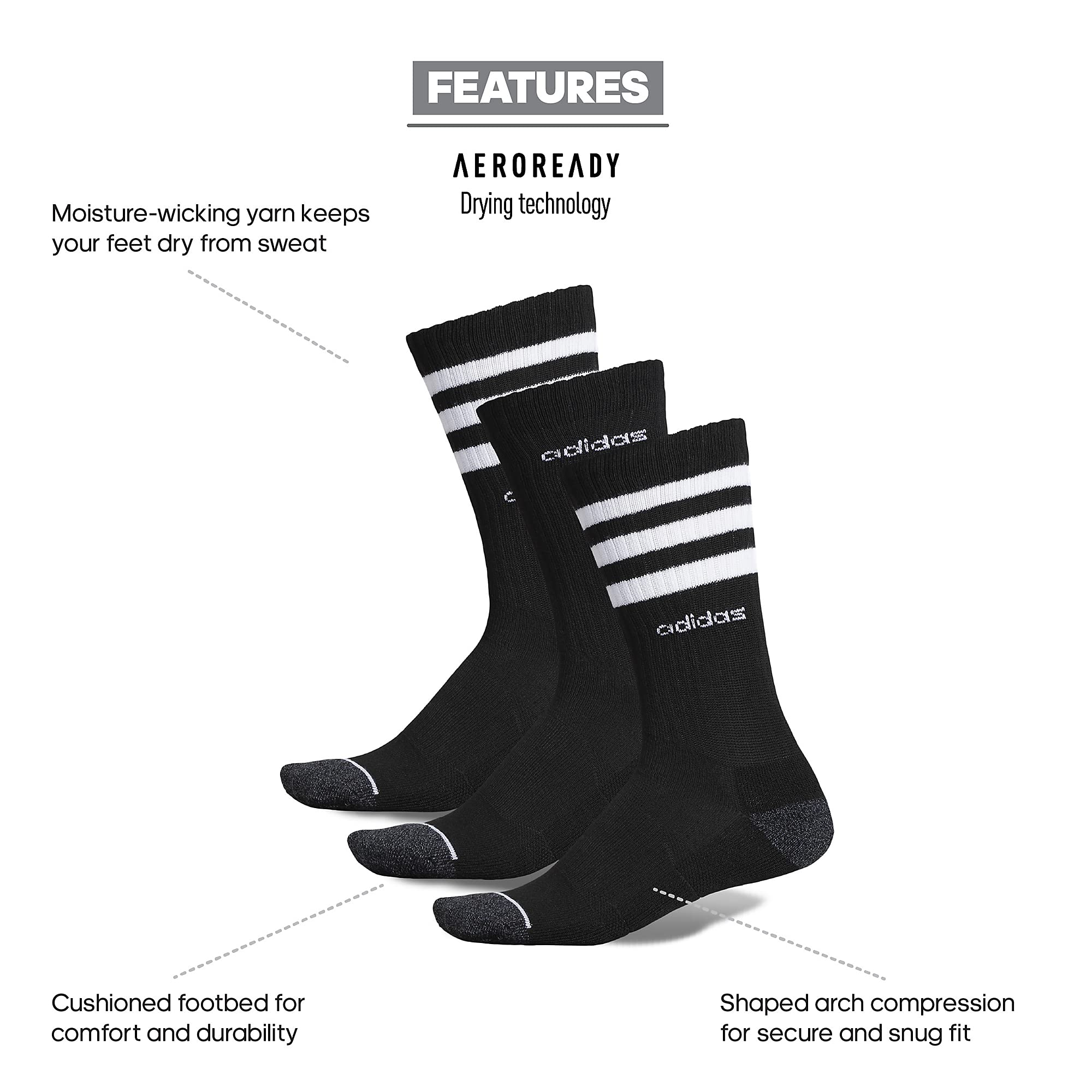 Adidas Mens Stripe Crew Socks Pairs Desertcart Seychelles