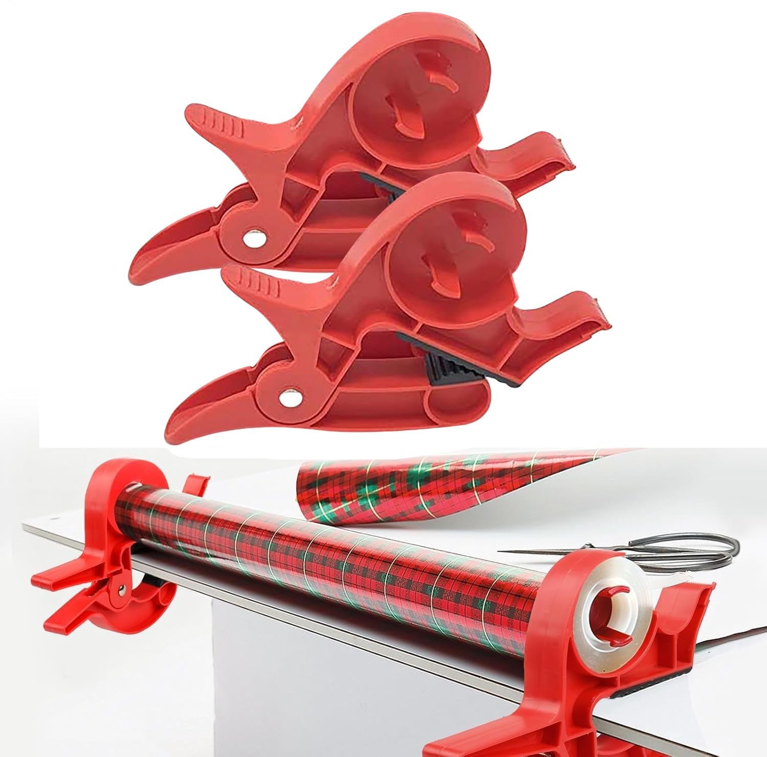 Wrapping Paper Cutter and Tape Dispenser, Rapid Wrapping Paper Table Clamps, Adhesive Cutter Packaging Machine, Secure Wrap Papers Roll Tape, Easier Gift Wrap Packing Christmas, Birthday, Holiday