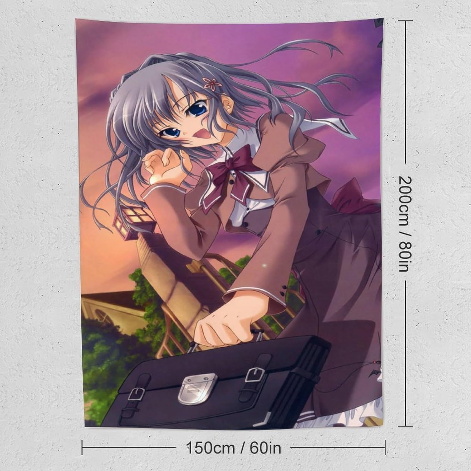 タペストリー あかね色に染まる坂 片桐優姫 ポスター背景布 壁掛け布 インテリアアートの装飾 カーテン テーブルクロス ビーチブラン