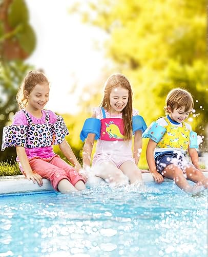 Miniatura 4 de HeySplash Chaleco de natación para niños pequeños, flotadores para niños de 22 a 44 libras, chaqueta de natación para niños con correa ajustable,