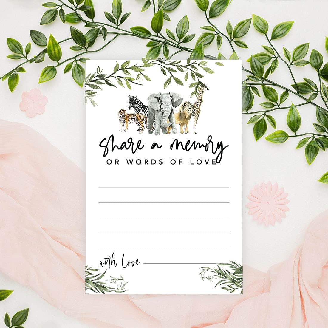 Andaz Press Share a Memory Cards, Jungle Animals 4" x 6" Cards for Baby Shower, Birthday, First Birthday, Life Memories, Gender Reveal, Guestbook Alternative, 52-Pack