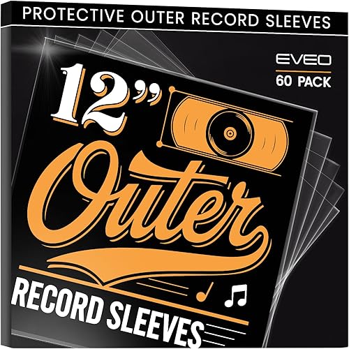 Vista 14 de EVEO 50 Vinyl Record Sleeves Outer – Crystal Clear Outer Vinyl Sleeves LP Album Covers 12.75"x12.75" Perfect Fit Protective 3 Mil Protection for