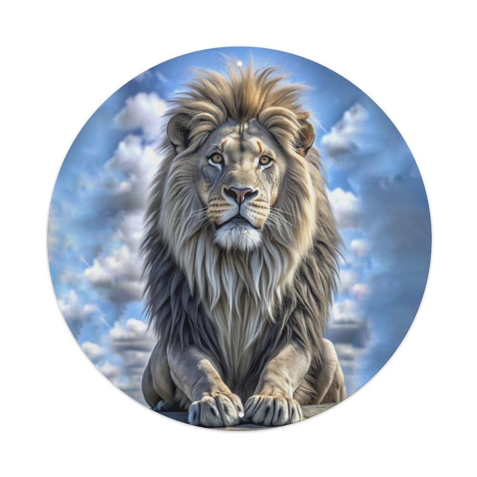 Cwbufd Men's Vintage Style Animal African Lion Realistic Wildlife Portrait Majestic King Of The Savannah Vintage Metal Tin Sign Plaque Wall Decor For Cafe, Club Bar, Office, Garden Metal Poster 8X8inch