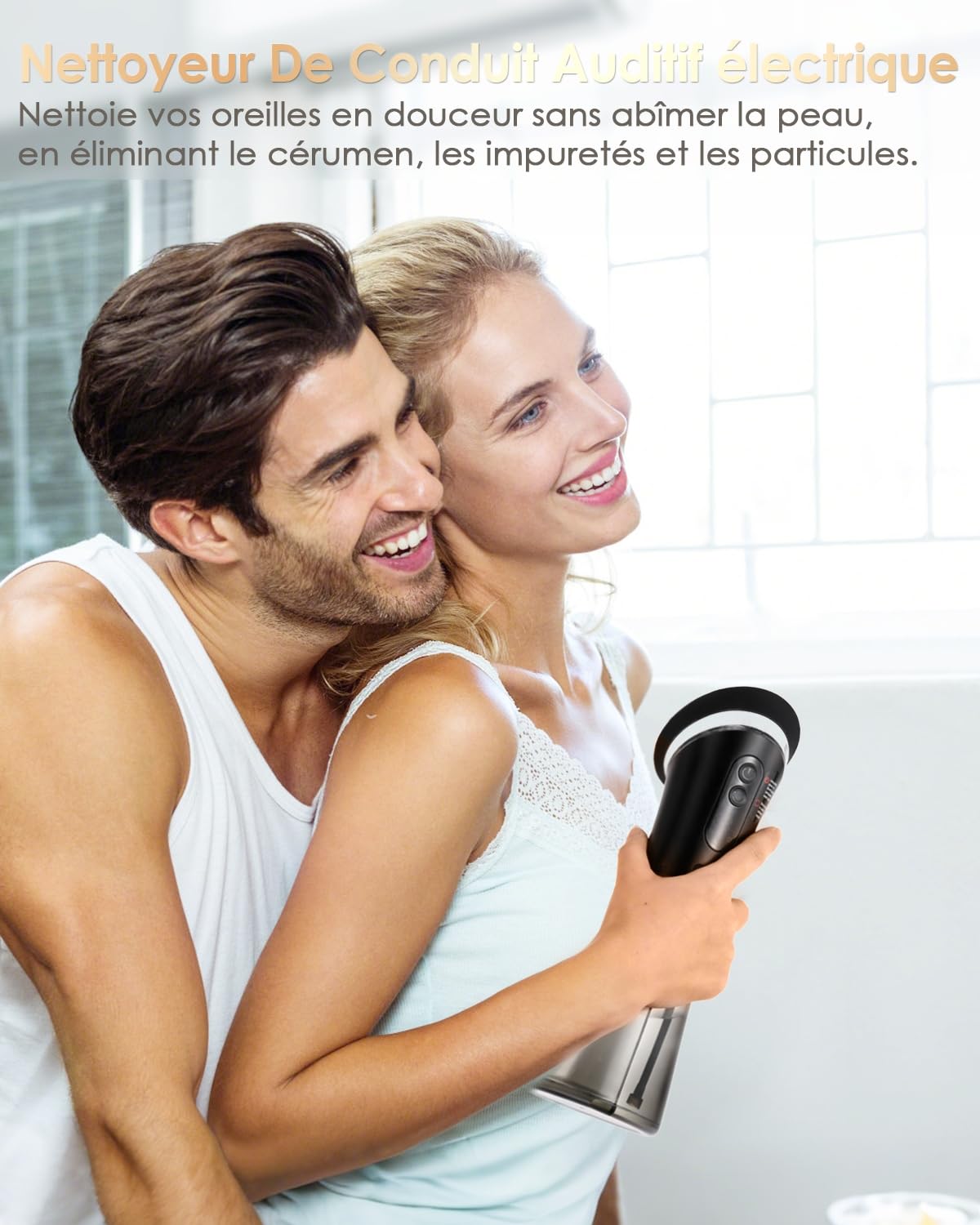 Nettoyage Oreille Electrique, 2 IN 1 Douchette Nettoyeur Oreille éTanche IPX67 2000 Mah, écran LED 3 Modes de Nettoyage et 11 Embouts Auriculaires pour Adultes, Enfants