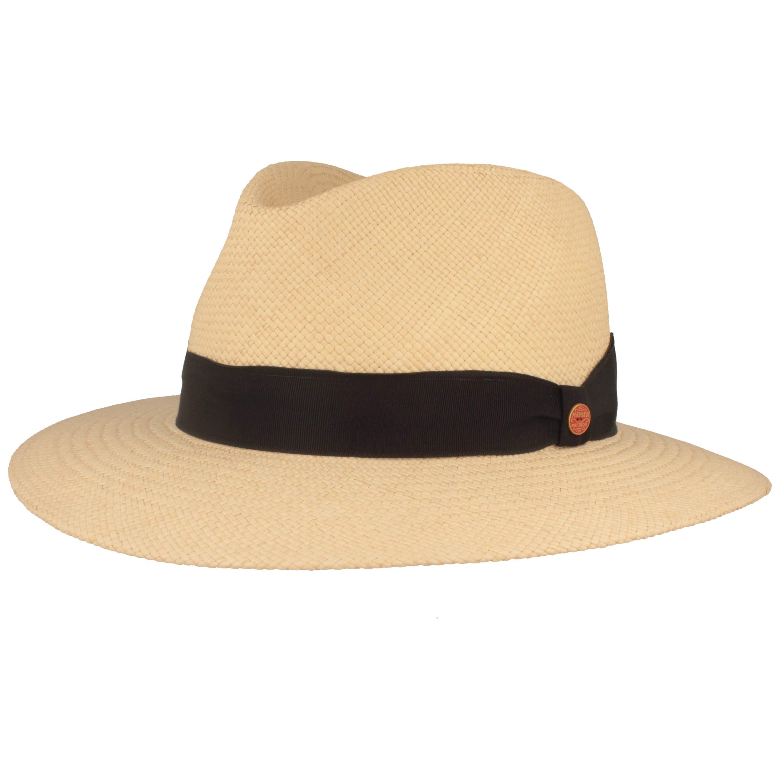 Mayser Sombrero original de Panamá | Sombrero de paja | Sombrero de verano de Ecuador – Tradicional Trenzado a Mano – Protección UV 40, Impermeable, Antirotura (57, Natural)