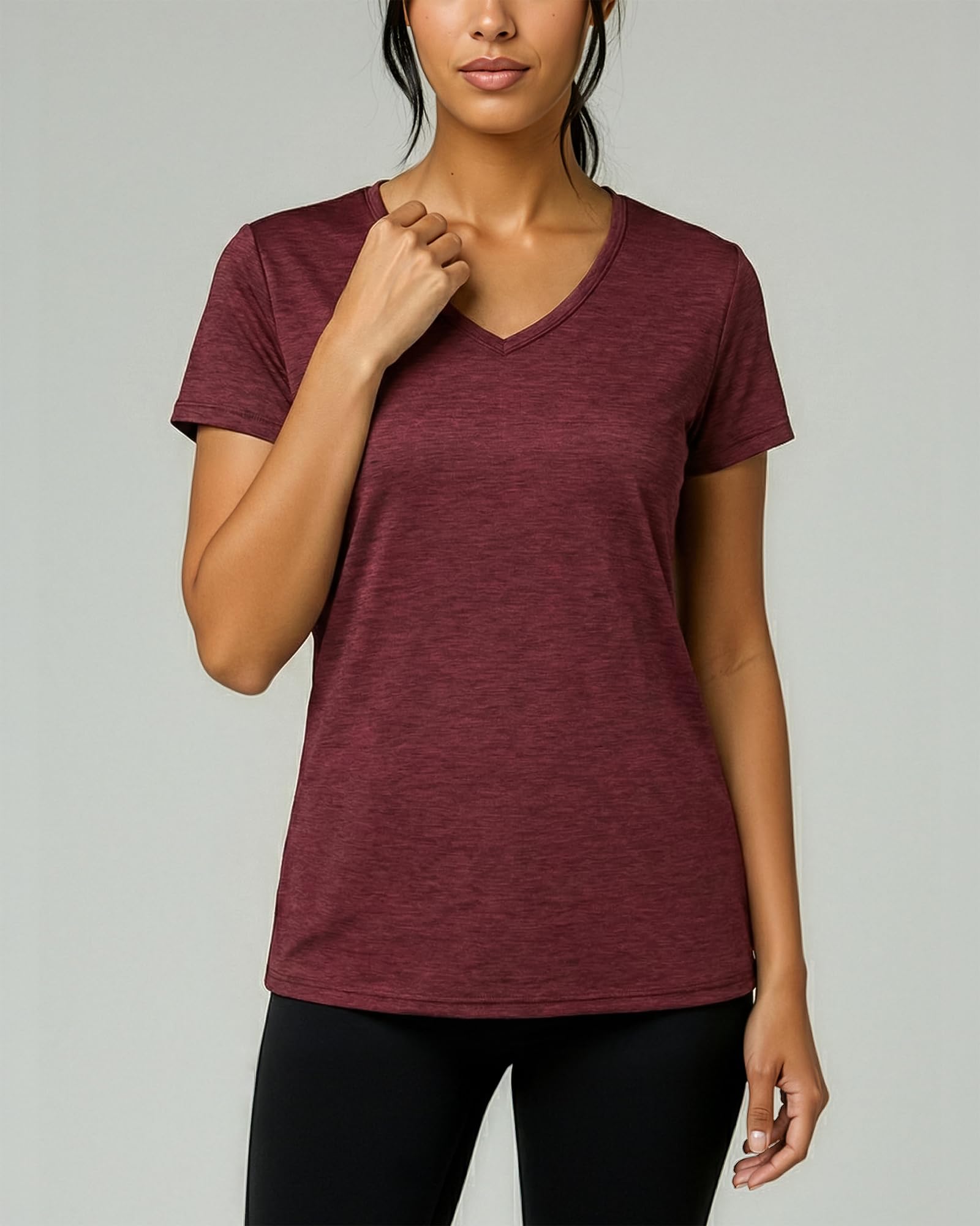 Real Essentials Ladies Dry Fit V Neck T-Shirt Donna (Pacco da 5)