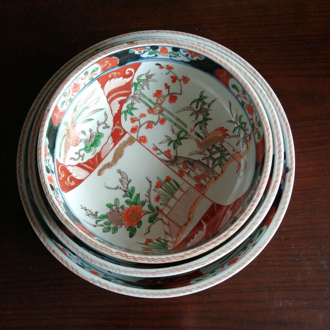 古伊万里　赤絵錦三ツ鉢　22〜28cm　江戸後期〜明治初期 古伊万里赤絵錦三ツ鉢22〜28cm江戸後期〜明治初期