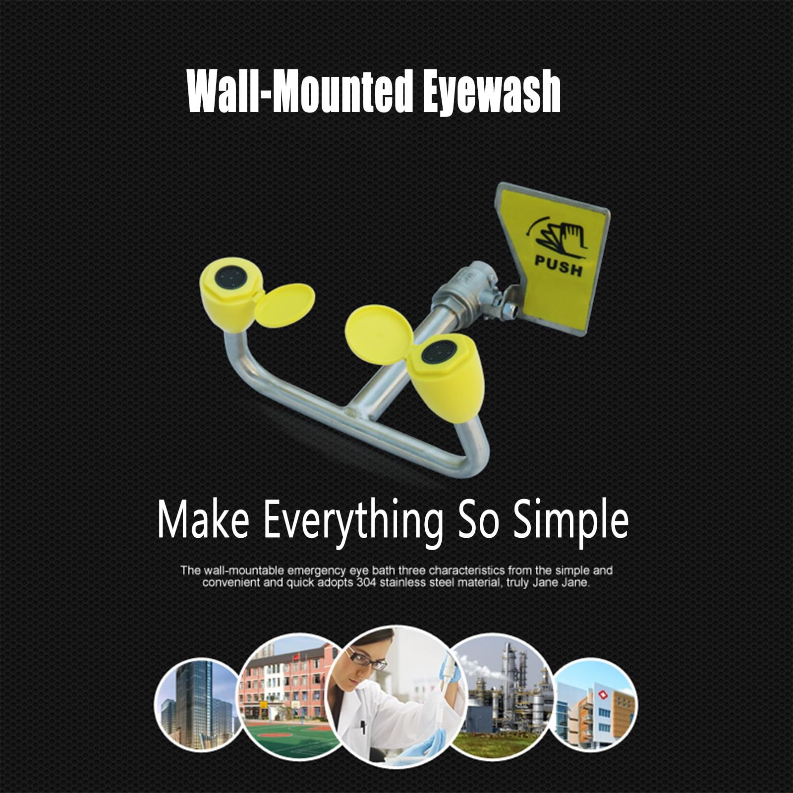Lave-Yeux d'urgence Simple, Station de Lavage oculaire Murale, Douche de rinçage oculaire, unité de Lavage oculaire d'urgence de Premiers Secours pour Fixation sur évier (Couleur de l'image)