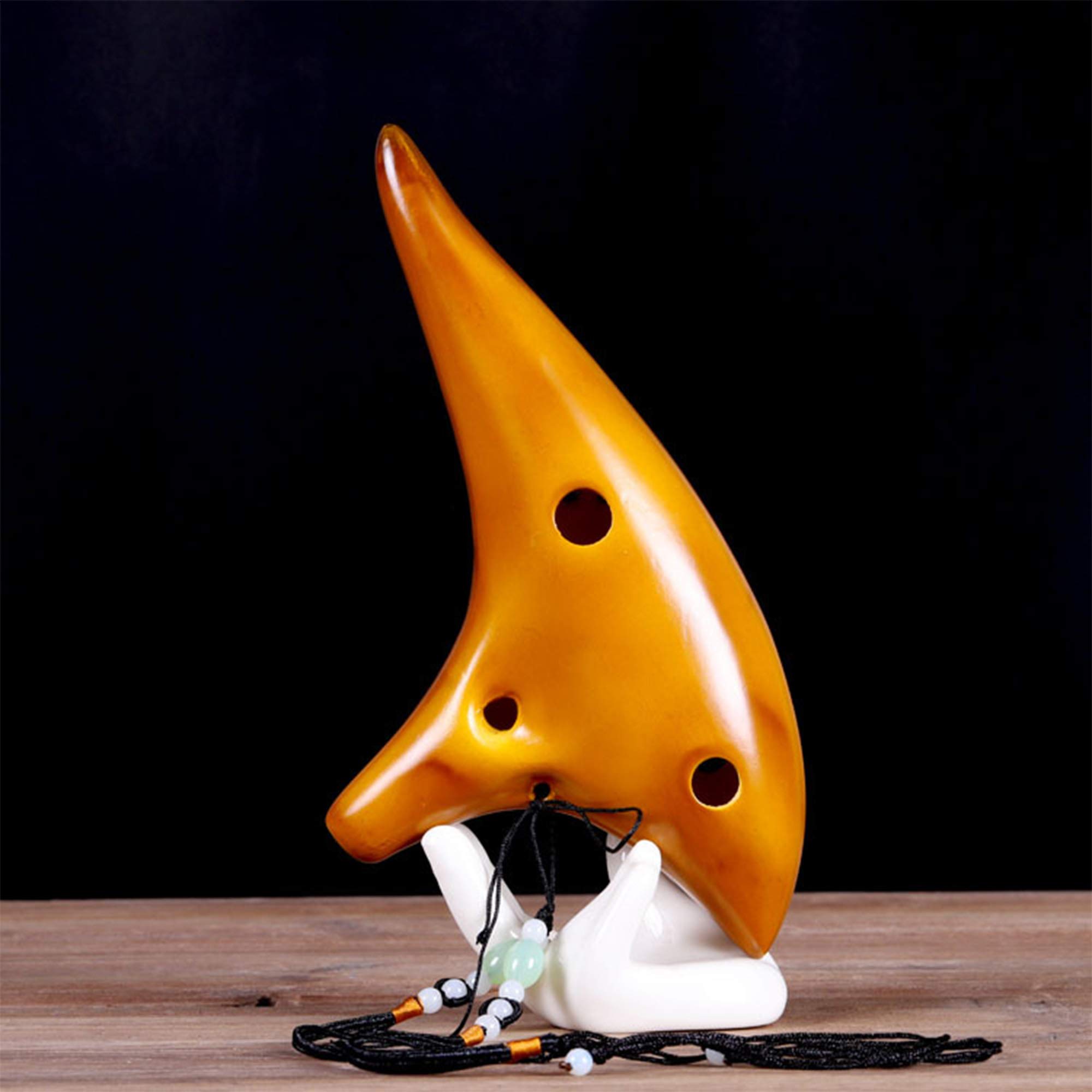 Ocarina, ocarina 12 fori, replica in ceramica, Alto C Crackle Pattern Ocarinas Ceramica, strumento musicale, Zelda Ocarina con sacchetto protettivo, Songbooks Neck Perizoma Neck Cord(Giallo)