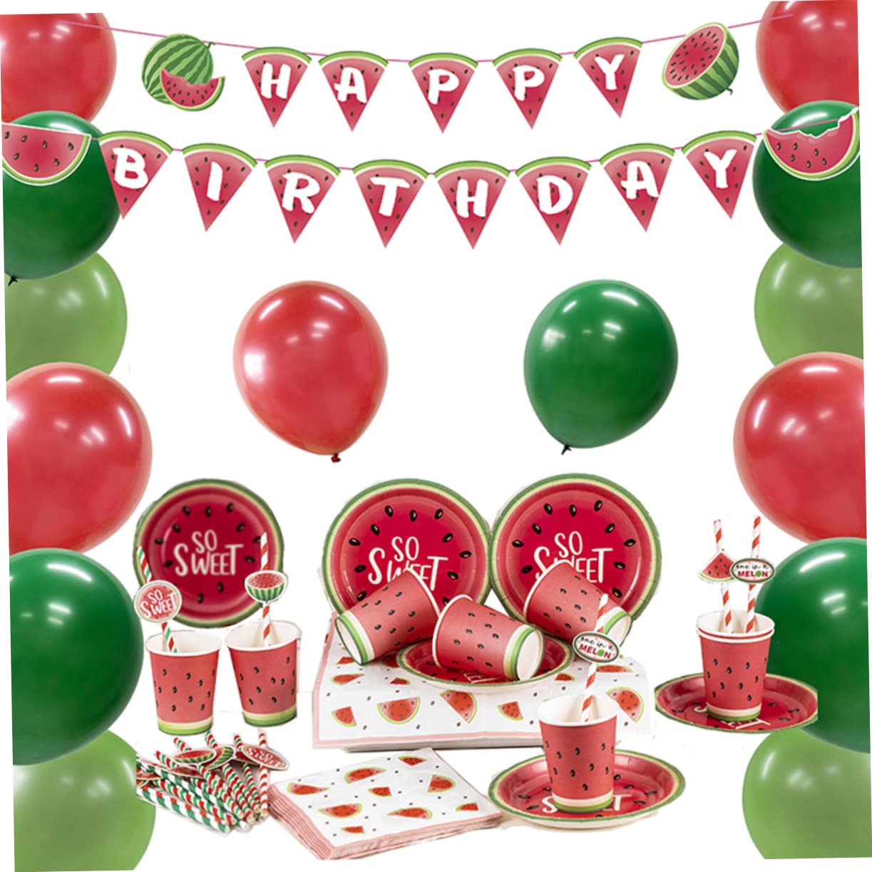 GLEAVI 4 Sets Cocktail-strohhalme Mit Wassermelonenmuster Im Hawaii-stil Wiederverwendbare Papier-saftstrohhalme Für Erwachsene Jungen Und Mädchen 40 Stück * 4