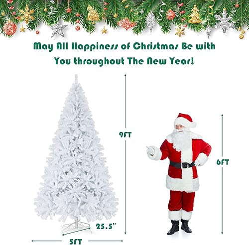 Miniatura 7 de Árbol de Navidad artificial blanco de 6 pies, 7.5 pies9 pies, árbol completo de abeto sin iluminación con 100013462132 puntas de rama y soporte de