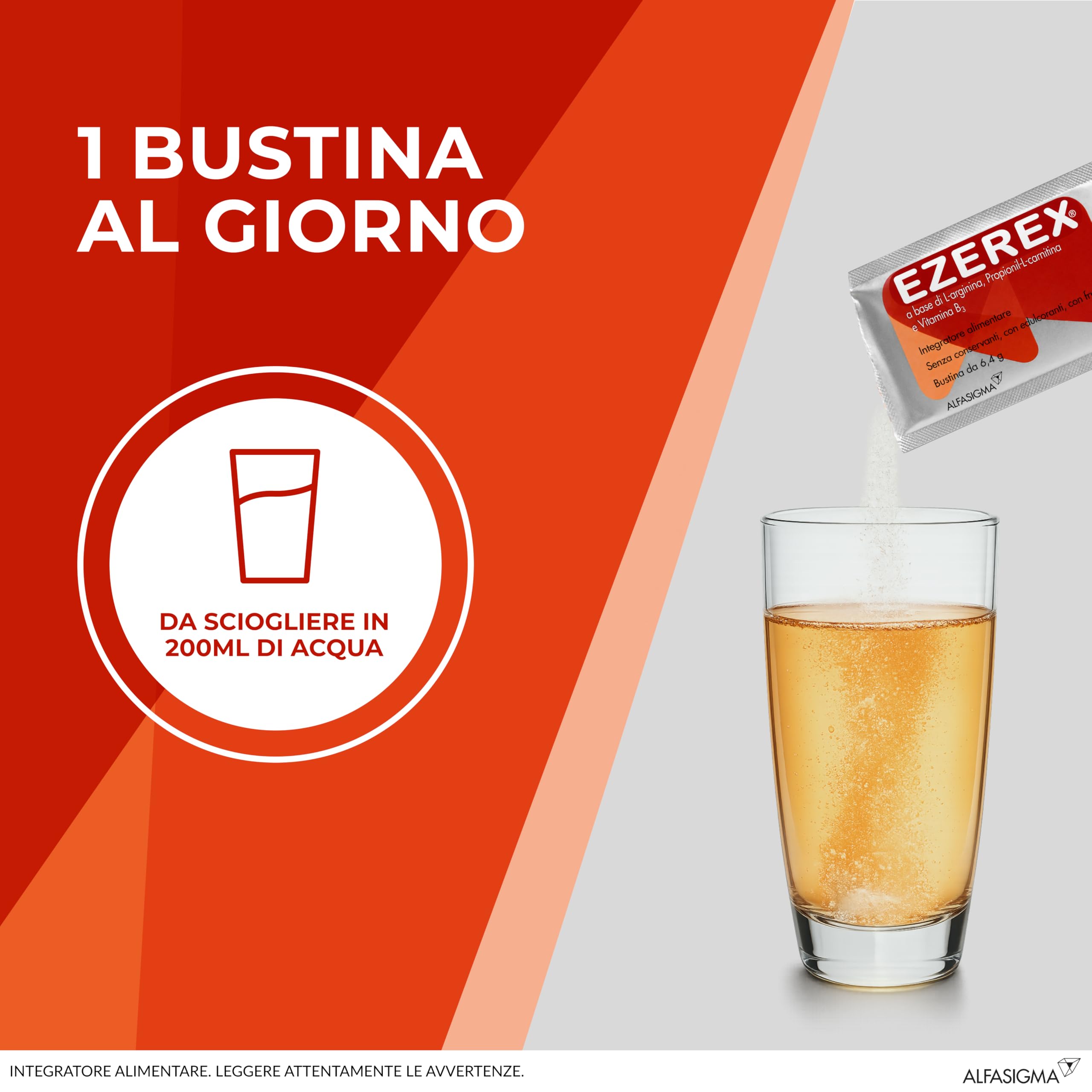 Integratore Alimentare a base di L-Arginina, Propionil-L-Carnitina e Vitamina B3 - Senza conservanti, con edulcoranti, con fruttosio - 20 bustine