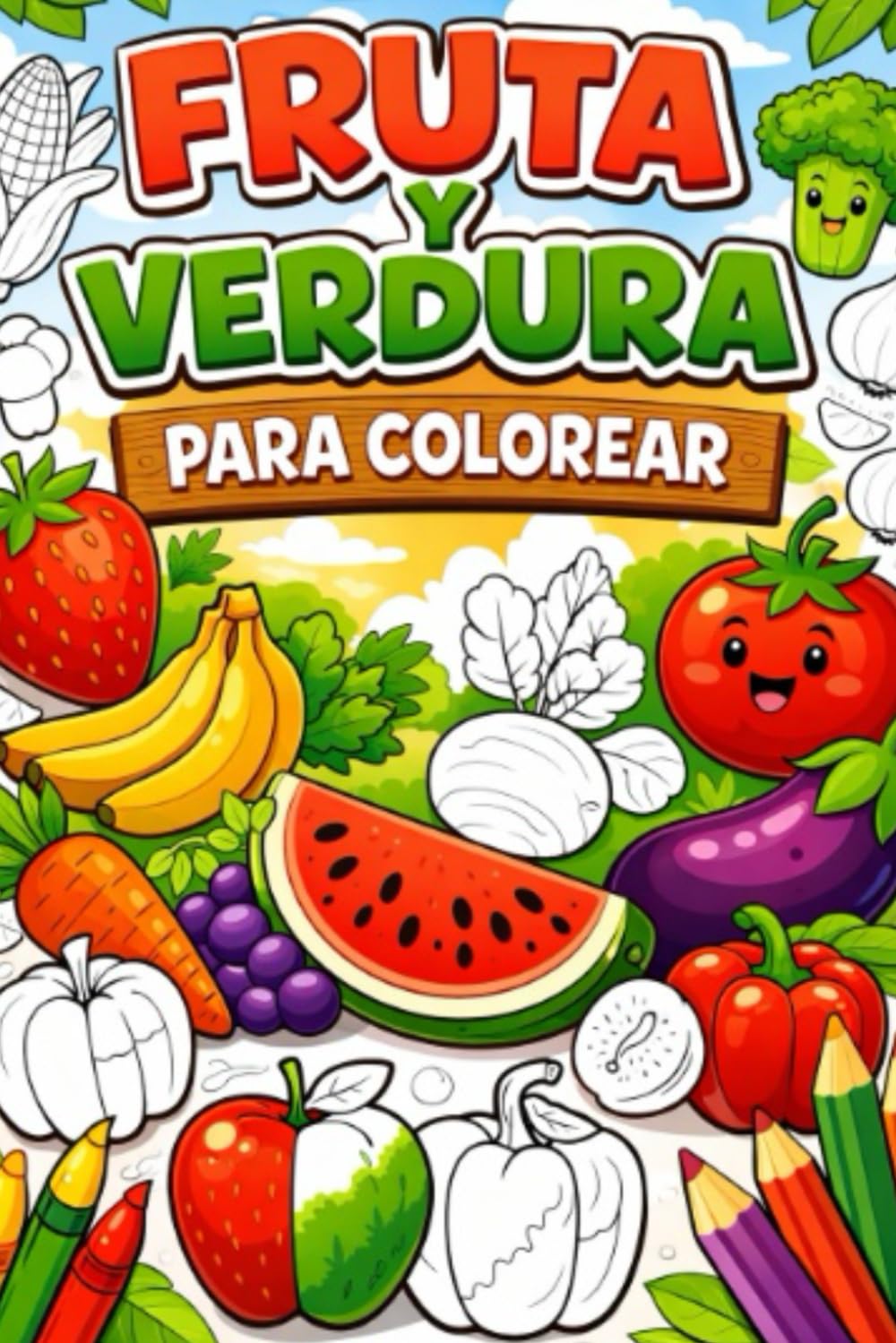 Frutas y verduras para colorear