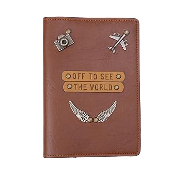 The Junket Passport Cover with 'Off to See The World' Quote | Inspirational Travel Quote Holder (Tan)