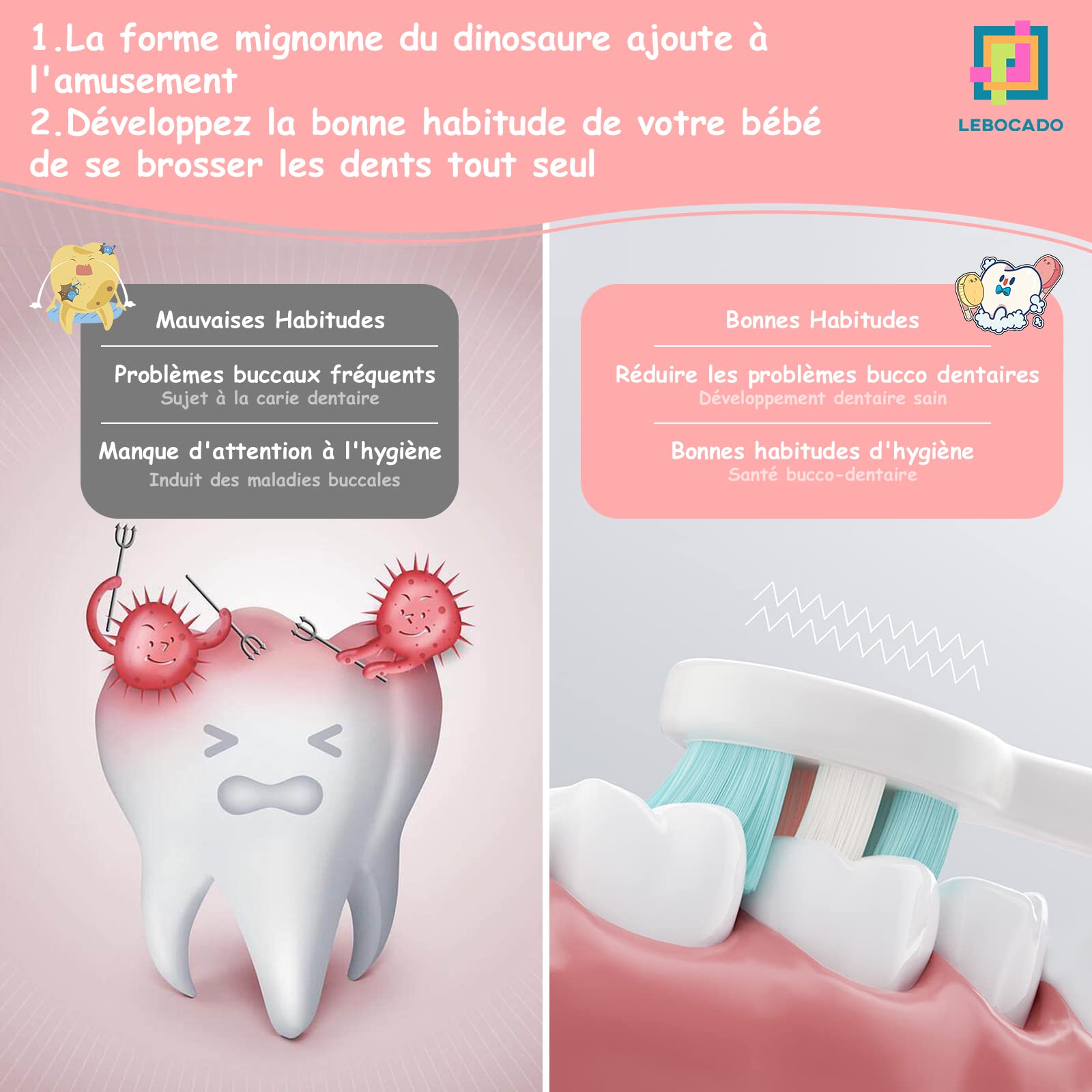 Spazzolino da denti per neonati 0-7 anni, spazzolino da denti con setole extra morbide al 100% in gel di silice di grado alimentare, con clessidra timer orologio e scatola di