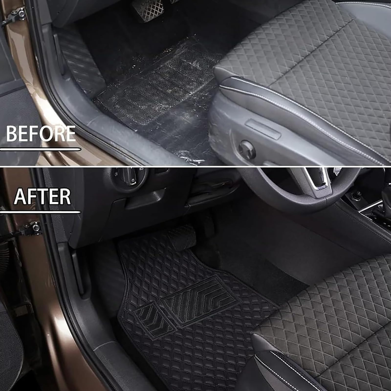 4 Pezzi Auto Tappetini in Pelle PU per Ford Ranger T9 Raptor Wildtrak XLT Fussmatten 2023 2024,Tappetini Abitacolo Anteriori e Posteriori Tappeto Fodera Tappeti Moquette Impermeabile Interni Accessori