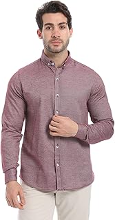 قميص كلاسيك مرقش مصنوع من القطن بأكمام طويلة وتصميم غربي للرجال من اندورا