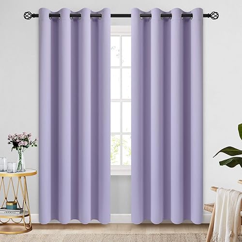 Miniatura 11 de COSVIYA Cortinas 100% opacas para dormitorio con forro negro, bloqueo de luz completa, aislamiento térmico y ojales, tratamiento de ventana de 54