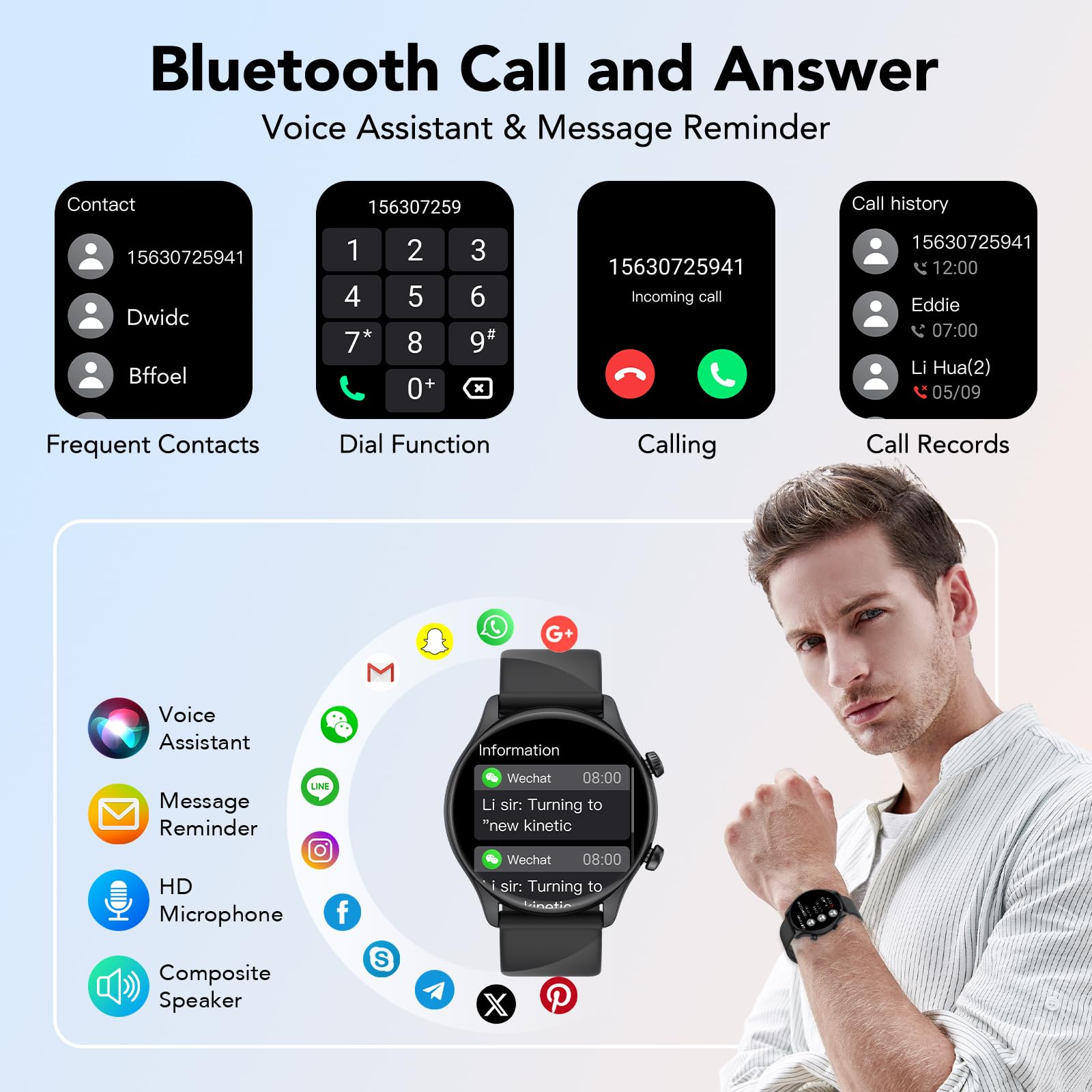 vamout Smartwatch Uomo Donna, 1.39" Orologio Smartwatch con Effettua/Risposta Chiamate, 100+ Sportive Modalità Fitness Tracker, Contapassi/Sonno/Cardiofrequenzimetro, IP68 Smart Watch per Android/iOS