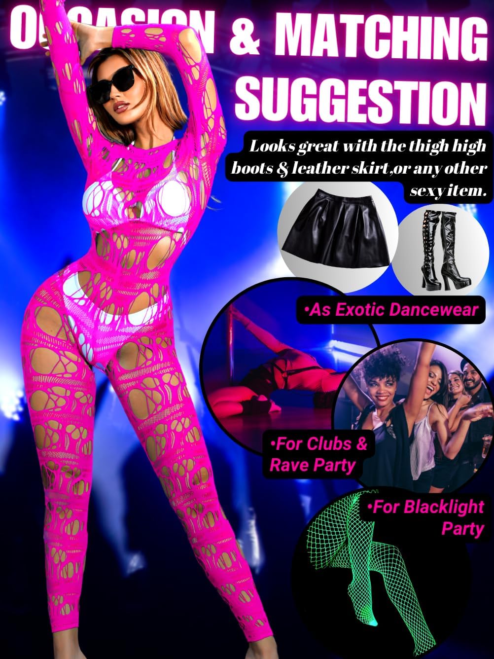 Kaei&Shi Sexy Outfit, Hollow Out, Sheer Mesh Jumpsuit