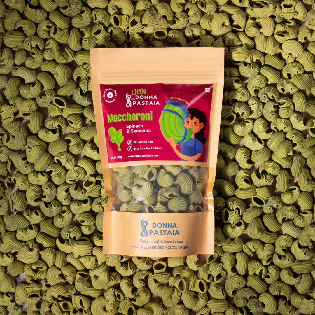 Donna Pastaia Artisanal Kids Spinach Maccheroni Mini Pasta | Fun Shapes | Bronze extruded, Slow Dried, No Maida, No Salt, No Preservatives | Proudly Made in India-200gm (B0CBQ29BPH) Amazon Price History, Amazon Price Tracker