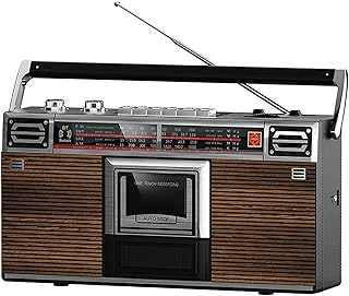 Portable Radio Cassette Player Recorder, Retro AM/FM -SW Radio, Built-In Speaker, Support Transcription Function and Bluetooth Connection, Subwoofer Adjustment Function, Convert Cassettes to USB/SD