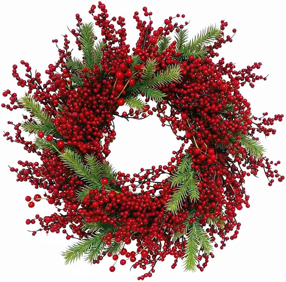 22in Cedar Pinecone Christmas Wreath Front Door Farmhouse Decor