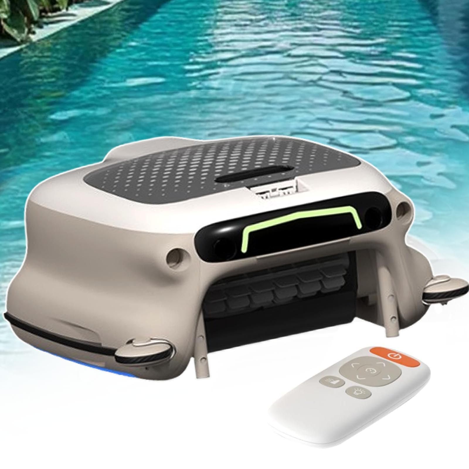 Limpiafondos RobóTico InaláMbrico para Piscinas, con Control Remoto, para hasta 2000sq.Ft, Recogedor AutomáTico De Hojas Y Residuos, Modo De Limpieza De 3 Velocidades