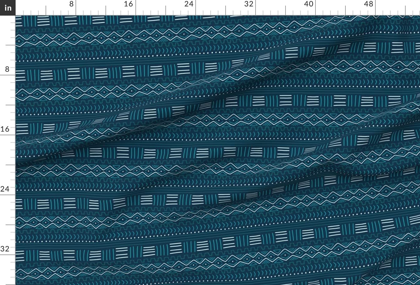 Spoonflower Fabric - Mudcloth Teal African Blue Mud Cloth Boho Line Pattern Geometric Printed on Upholstery Velvet Fabric Fat Quarter - Upholstery Home Decor Bottomweight Apparel