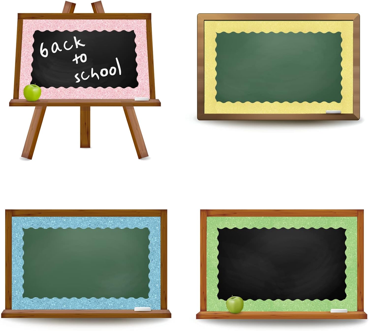 Whaline 164 Ft Spring Easter Bulletin Board Borders Glitter Pastel Classroom Borders Trim Scalloped Candy Colors Die-Cut Bulletin Board Decorations for Back to School Home Office Chalkboard, 5 Rolls