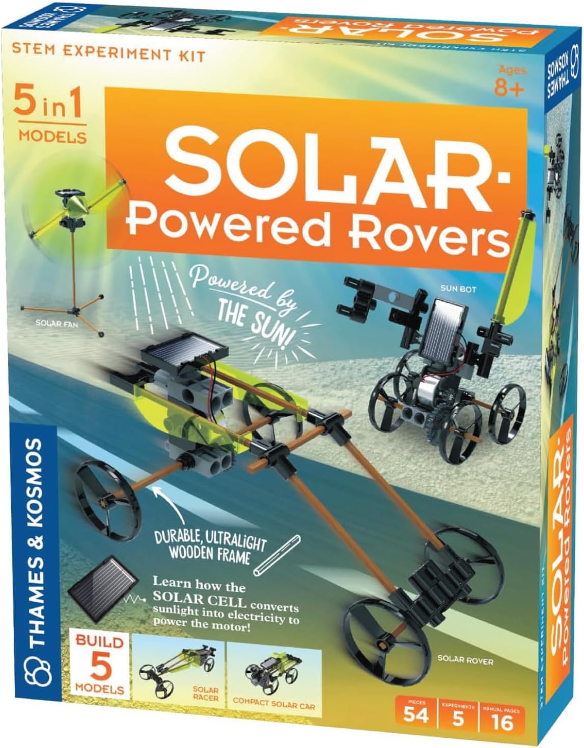 Thames & Kosmos and | 550030 Solar Powered Rovers Stem Experiment Kit 5 in 1 Models Durable Ultralight Wooden Frame| Ages 8+