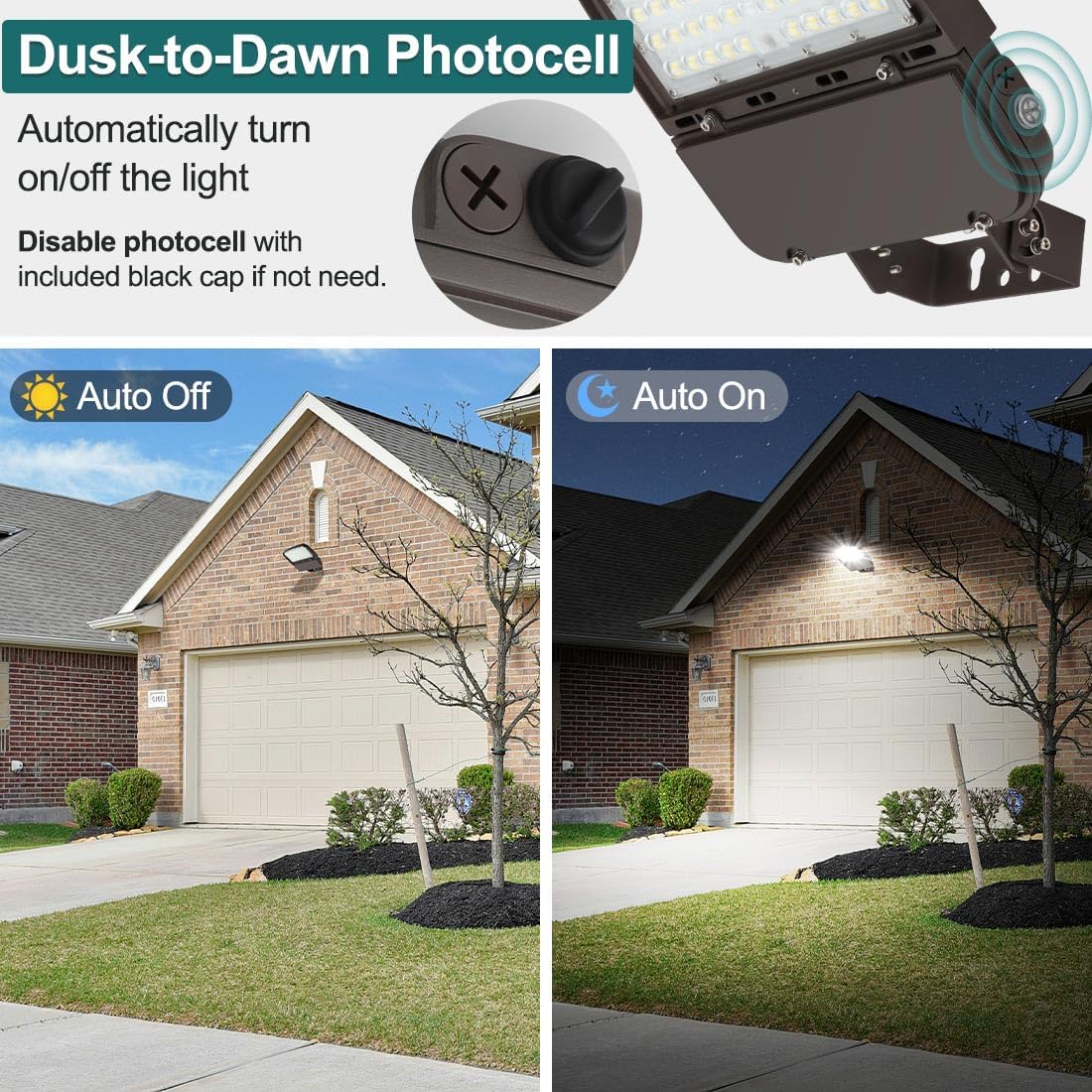 kadision LED Parking Lot Light 150W/100W/75W Adjustable, 22500lm (150lm/W) 5000K 100-277V, Waterproof LED Shoebox Light with Dusk-to-Dawn Photocell, Trunnion Mount, ETL Listed