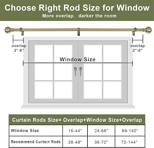 Miniatura 5 de Barra de cortina para ventanas de 72 a 144 pulgadas, níquel cepillado de 1 pulgada de diámetro, remates redondos