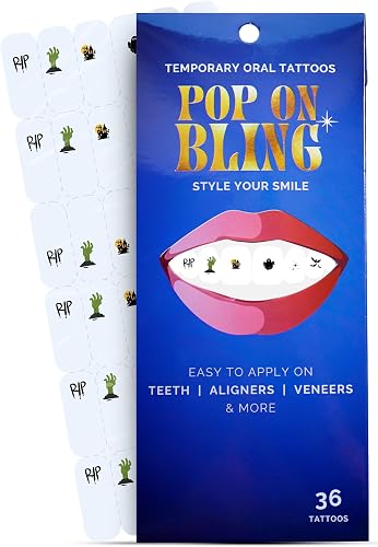 Halloween Tooth Bling Tattoo – Temporary Tooth Gem Kit for T
