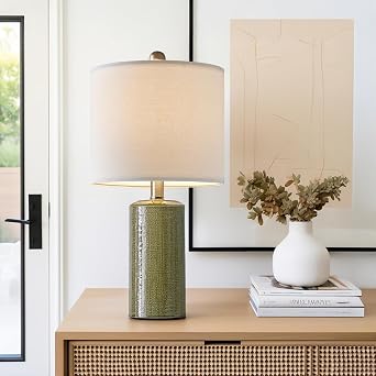 G-SAFAVA 51cm Small Table Lamps Set of 2 Modern Ceramic Lights for Living Room Farmhouse Bedside Lamps Boho Lamps for Night Stand Green Bedroom Side Lamps End Table