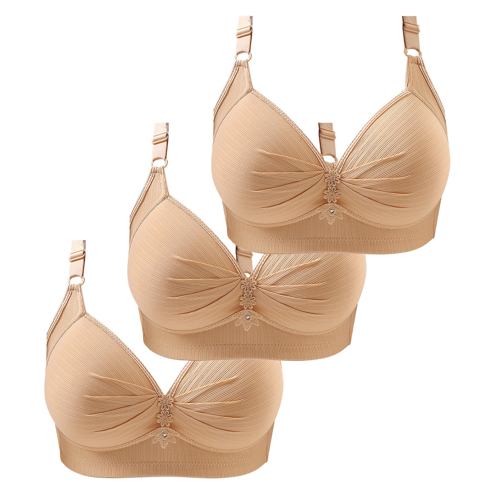 3 Pack No Underwire Push Up Bras for Women Plus Size Everyday Wear Comfort Wire Free Full Support Bras 2024
| Women's 3