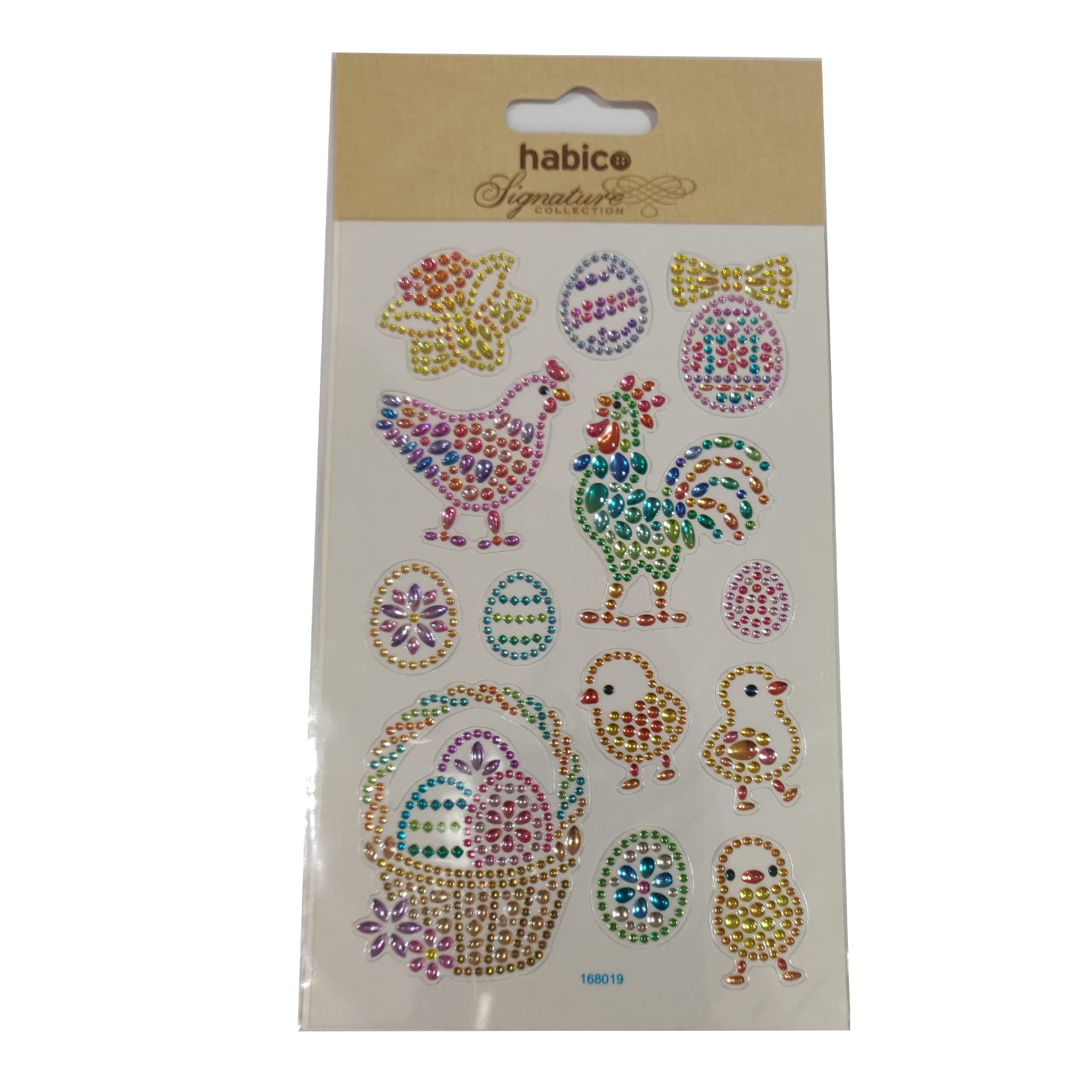 Beautiful Coloured Crystal Stickers for Easter Craft and Card Making (Chicken)