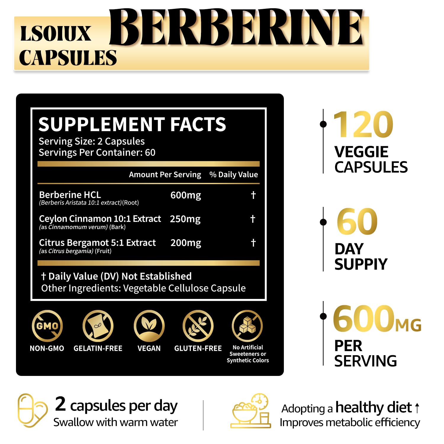 Berberine Supplement with Ceylon Cinnamon, Liposomal AMPK Metabolic Support — Amazon image 4